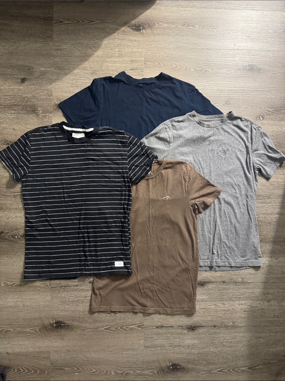 Hollister Men's Short Sleeve Tees in Navy, Gray, Black Stripe, Brown